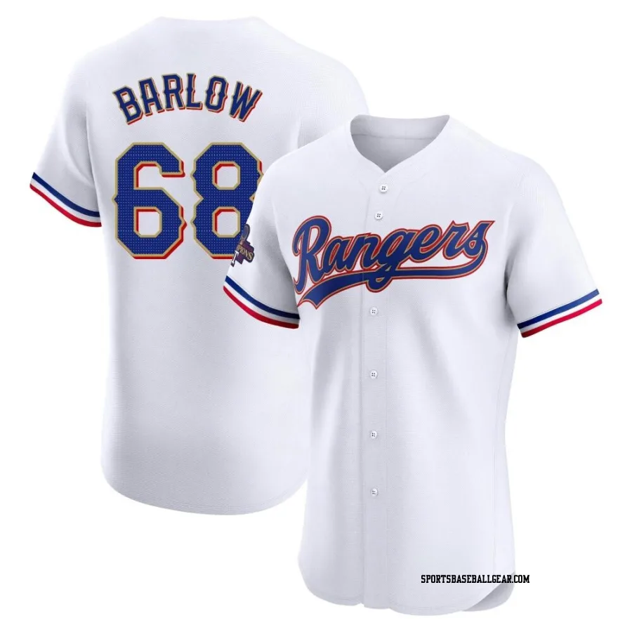 Joe Barlow Men's Texas Rangers Gold Elite White 2024 Collection Jersey