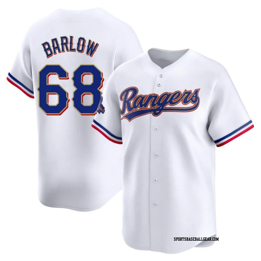 Joe Barlow Men's Texas Rangers Gold Limited White 2024 Collection Jersey