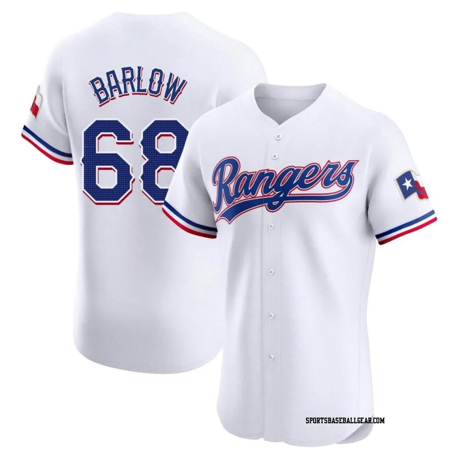 Joe Barlow Men's Texas Rangers White Elite Home Jersey