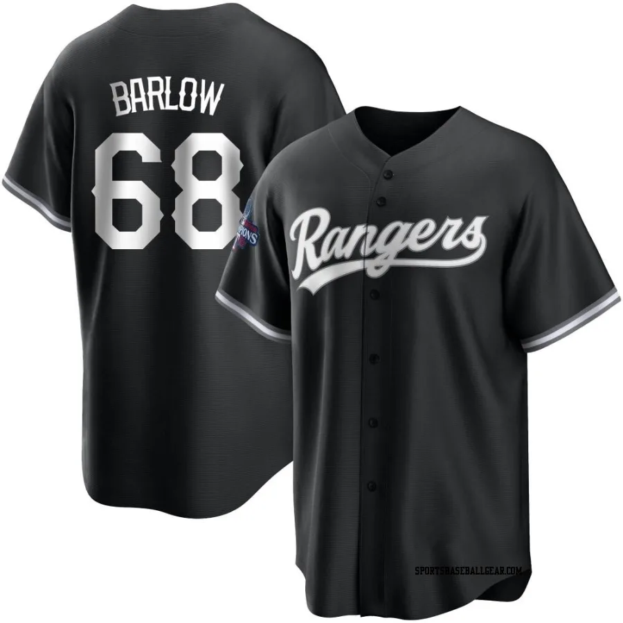 Joe Barlow Men's Texas Rangers White Replica Black 2023 World Series Champions Jersey