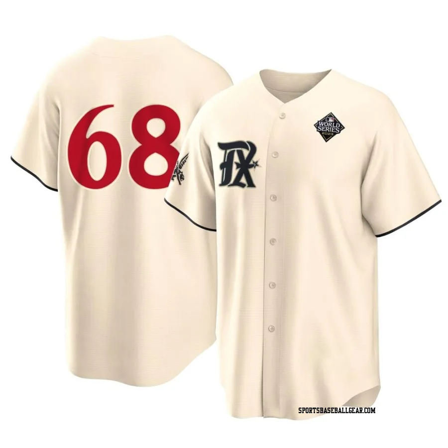 Joe Barlow Youth Texas Rangers Cream Replica 2023 City Connect 2023 World Series Jersey