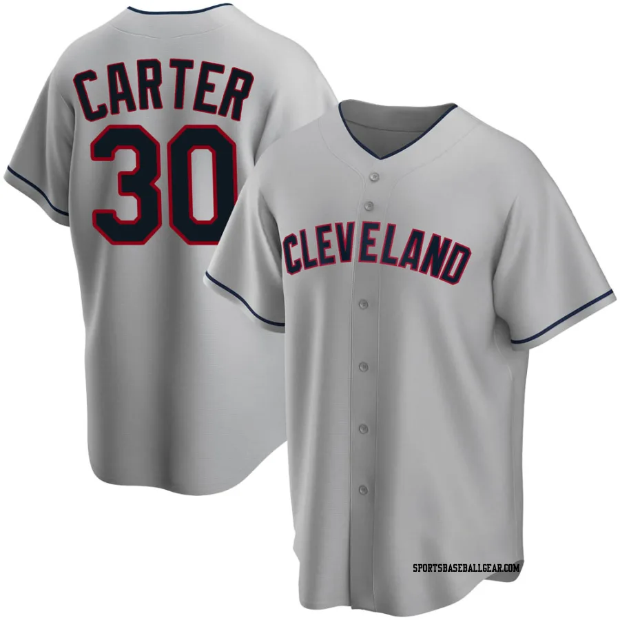 Joe Carter Men's Cleveland Guardians Gray Replica Road Jersey