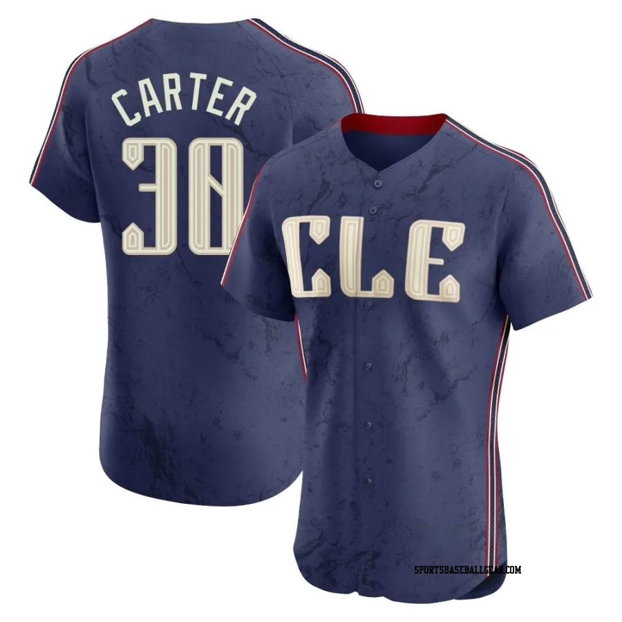 Joe Carter Men's Cleveland Guardians Navy Elite 2024 City Connect Jersey