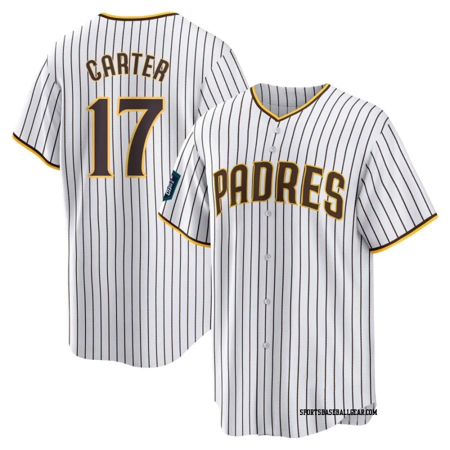 Joe Carter Men's San Diego Padres White Replica 2024 World Tour Seoul Series Home Jersey