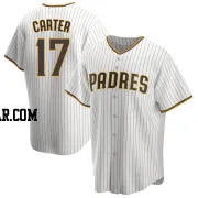 Joe Carter Men's San Diego Padres White/Brown Replica Home Jersey