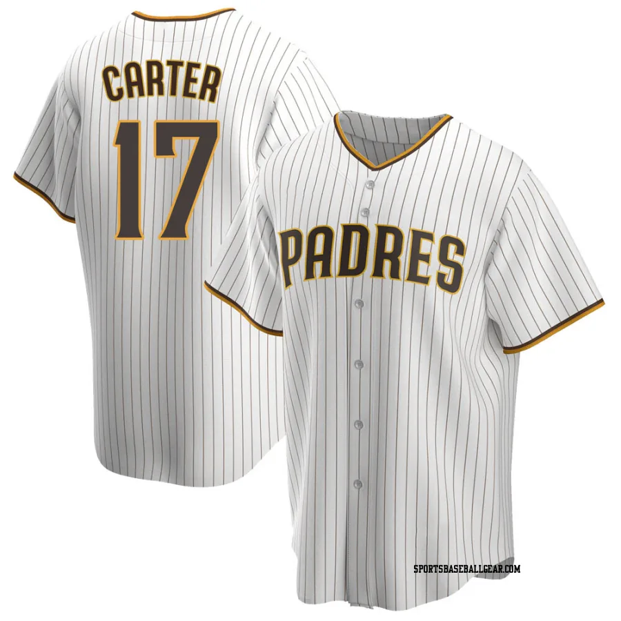 Joe Carter Men's San Diego Padres White/Brown Replica Home Jersey