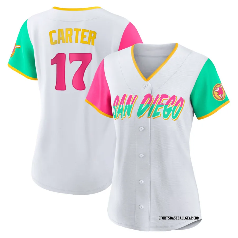 Joe Carter Women's San Diego Padres White Replica 2022 City Connect Jersey