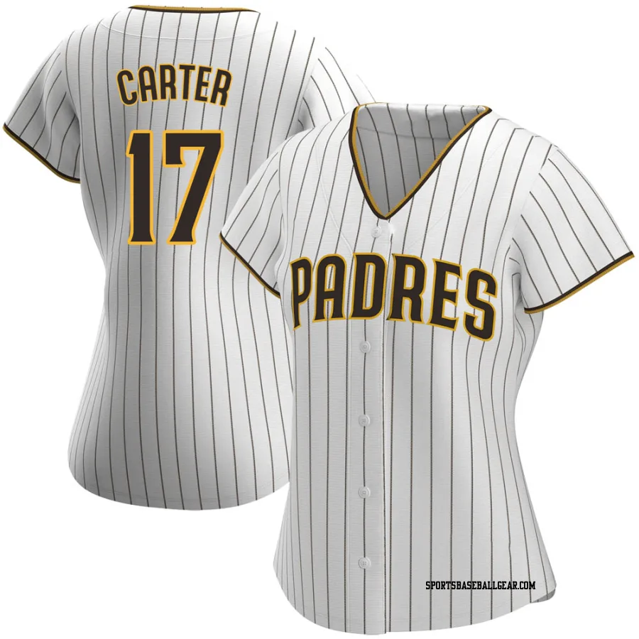 Joe Carter Women's San Diego Padres White/Brown Replica Home Jersey