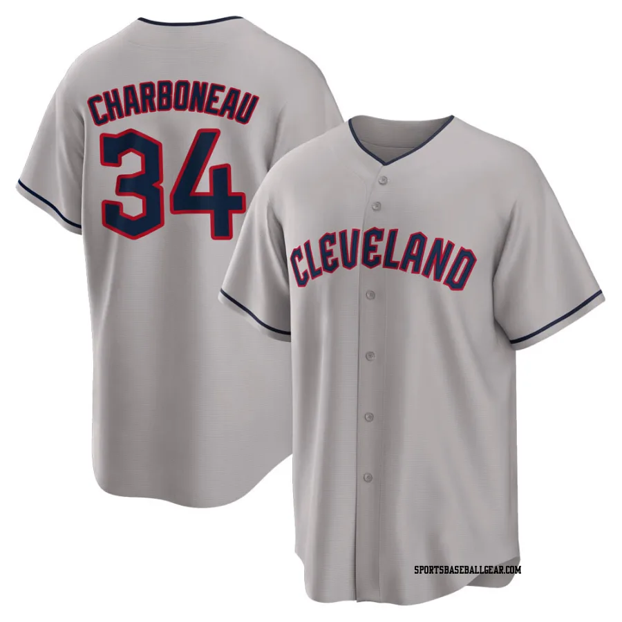 Joe Charboneau Men's Cleveland Guardians Gray Replica Road Jersey