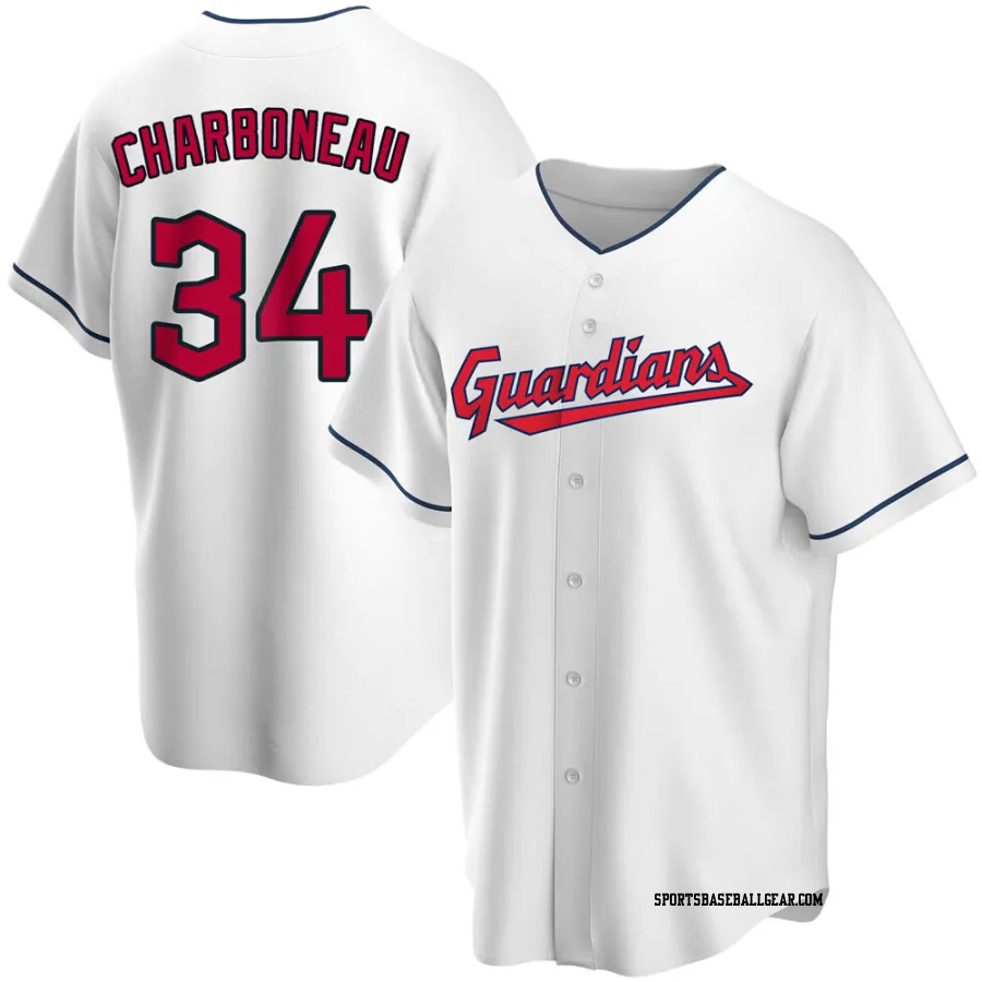 Joe Charboneau Youth Cleveland Guardians White Replica Home Jersey