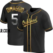 Joe Dimaggio Youth Oakland Athletics Black Golden Replica Alternate Jersey