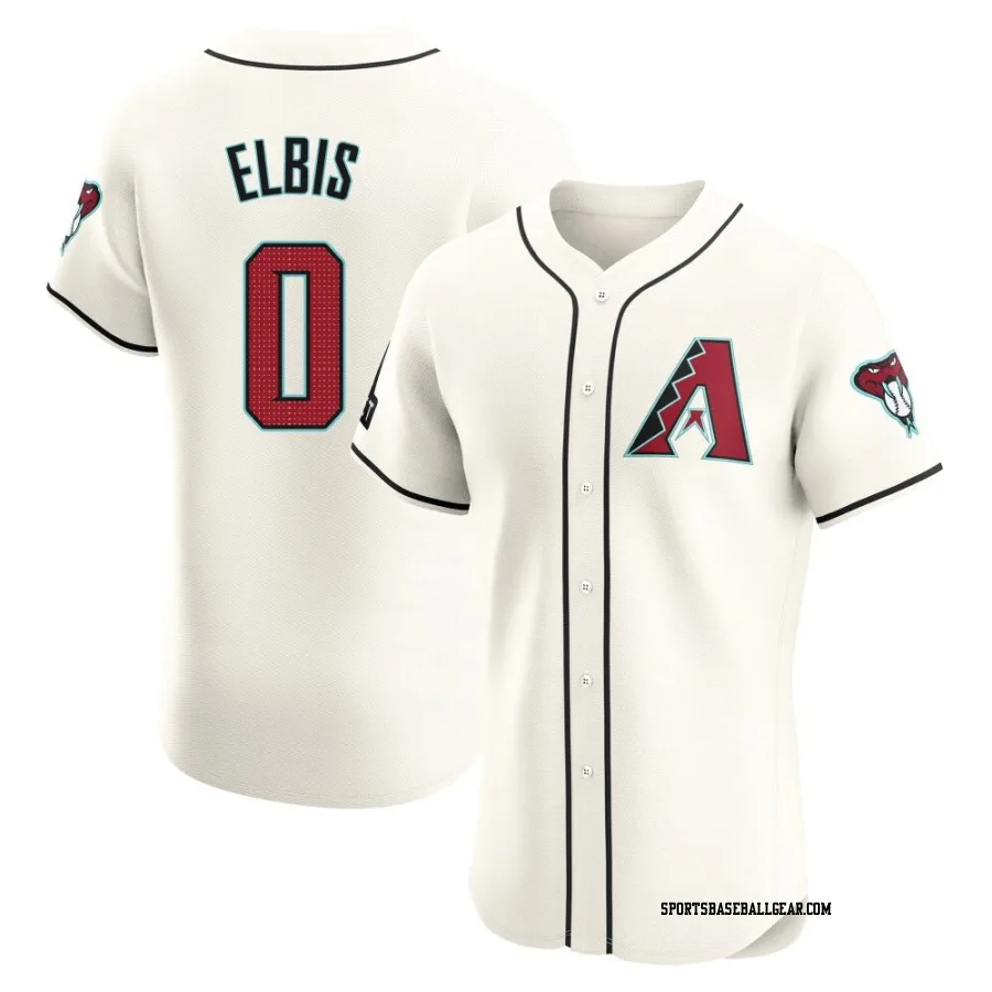 Joe Elbis Men's Arizona Diamondbacks Cream Elite Home Patch Jersey