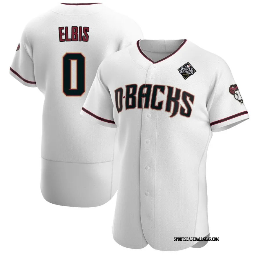 Joe Elbis Men's Arizona Diamondbacks White Authentic Crimson Home 2023 World Series Jersey