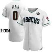 Joe Elbis Men's Arizona Diamondbacks White Authentic Teal Alternate 2023 World Series Jersey