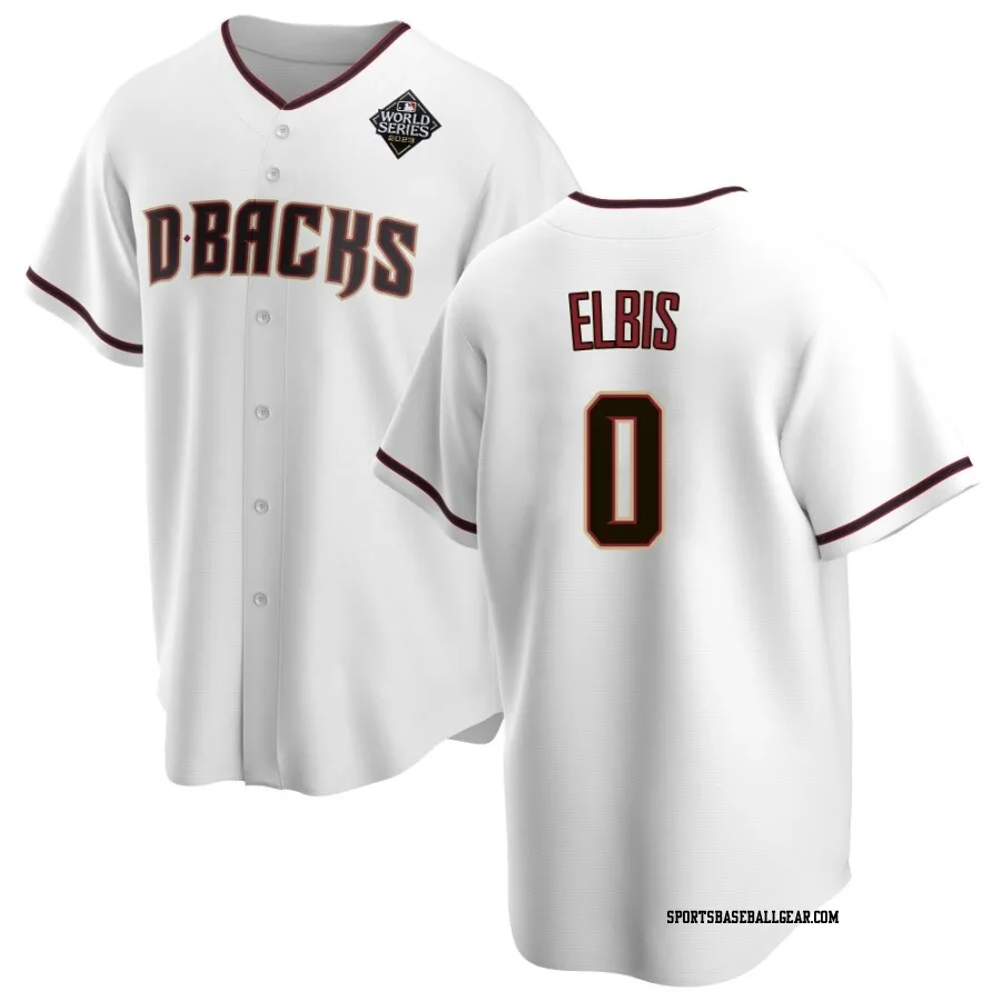 Joe Elbis Men's Arizona Diamondbacks White Replica Home 2023 World Series Jersey