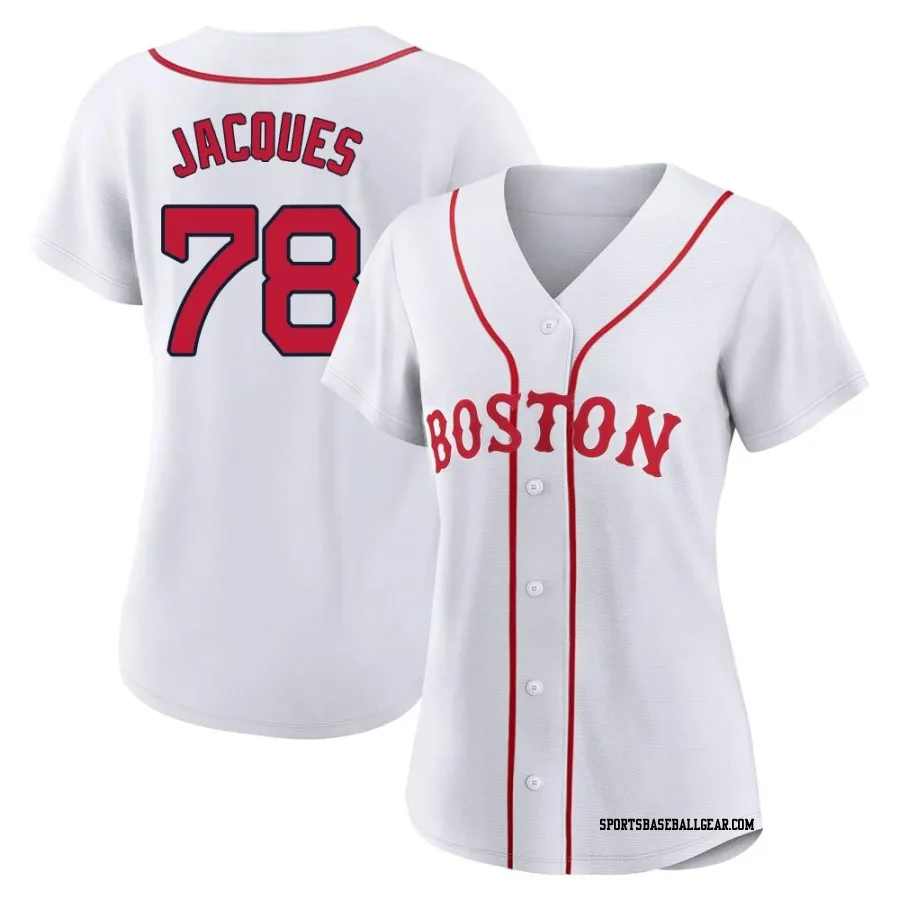 Joe Jacques Women's Boston Red Sox White Authentic 2021 Patriots' Day Jersey