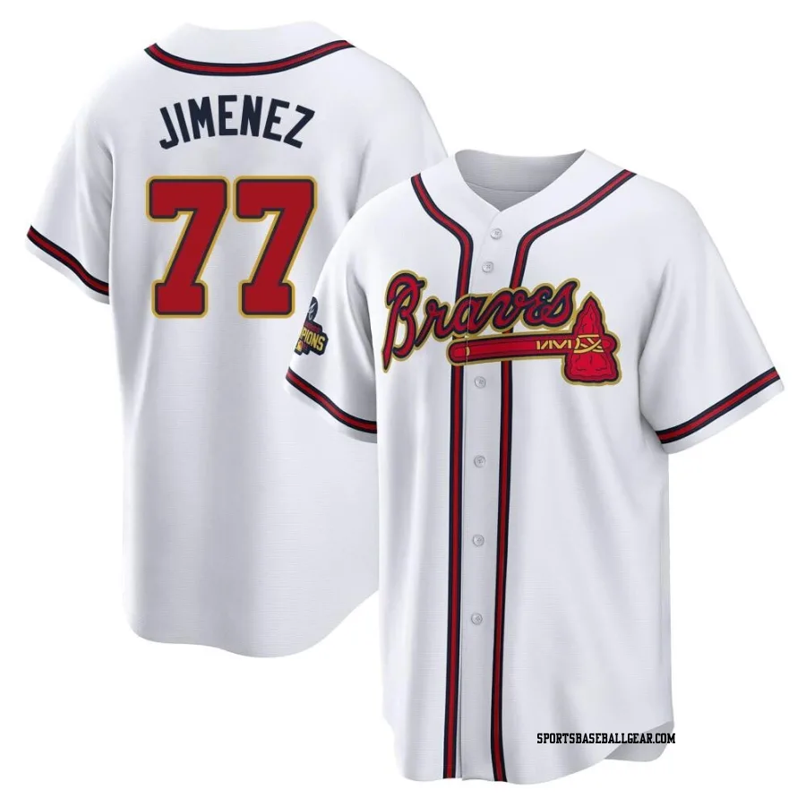 Joe Jimenez Youth Atlanta Braves Gold Replica White 2022 Program Jersey