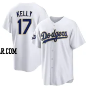 Joe Kelly Men's Los Angeles Dodgers White/Gold Replica 2021 Gold Program Player Jersey