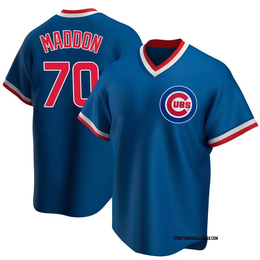 Joe Maddon Men's Chicago Cubs Royal Replica Road Cooperstown Collection Jersey