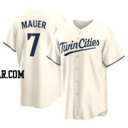 Joe Mauer Men's Minnesota Twins Cream Replica Alternate Jersey