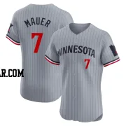 Joe Mauer Men's Minnesota Twins Gray Elite Road Jersey