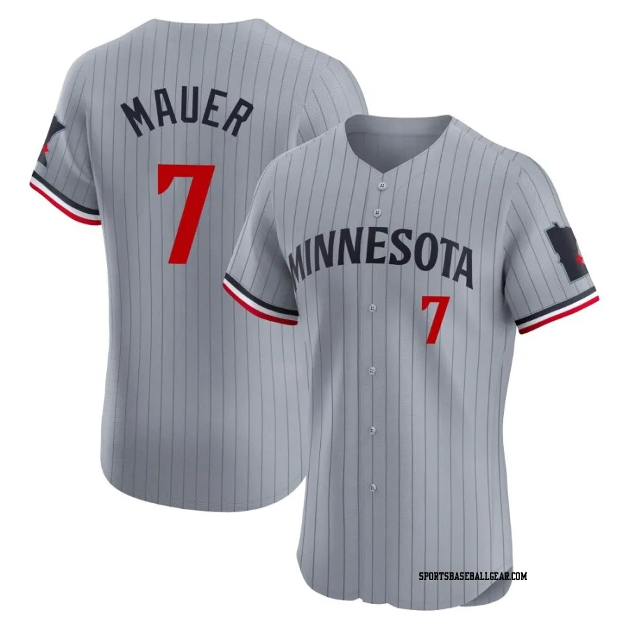 Joe Mauer Men's Minnesota Twins Gray Elite Road Jersey