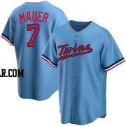 Joe Mauer Men's Minnesota Twins Light Blue Replica Alternate Jersey