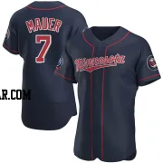 Joe Mauer Men's Minnesota Twins Navy Authentic Alternate 60th Season Jersey