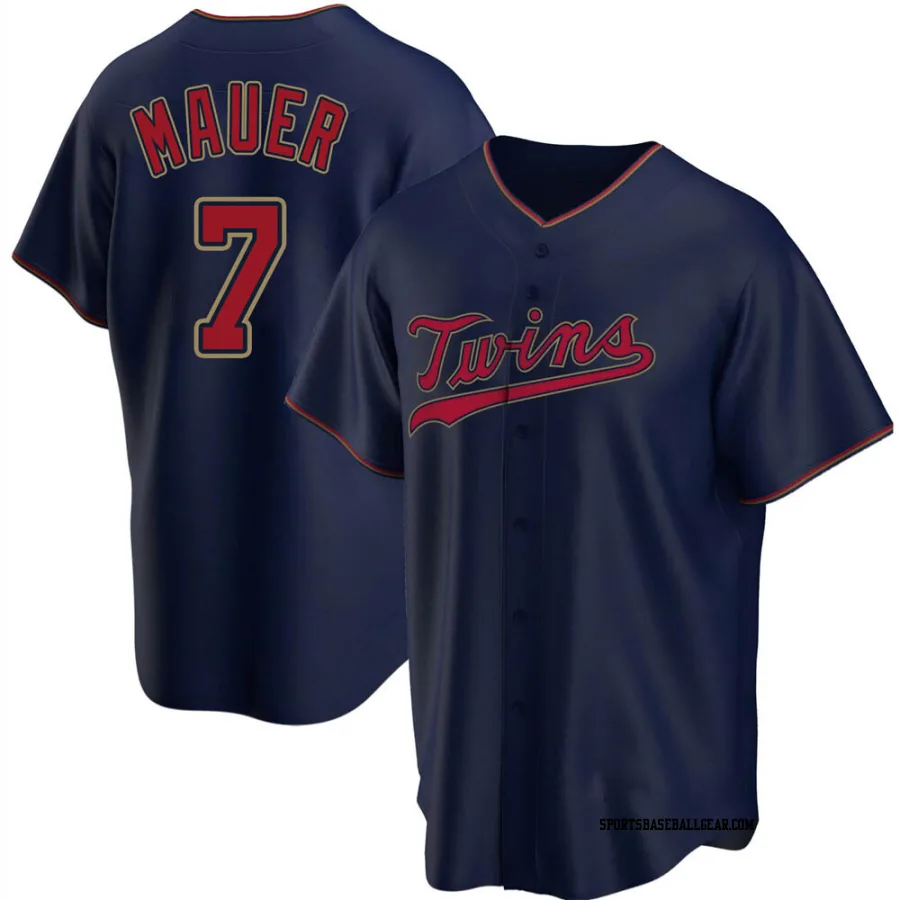 Joe Mauer Men's Minnesota Twins Navy Replica Alternate Jersey