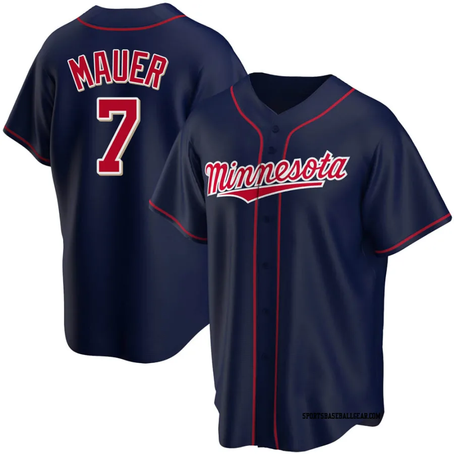 Joe Mauer Men's Minnesota Twins Navy Replica Alternate Team Jersey