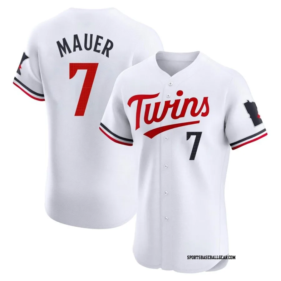 Joe Mauer Men's Minnesota Twins White Elite Home Jersey