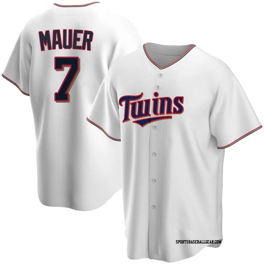 Joe Mauer Men's Minnesota Twins White Replica Home Jersey