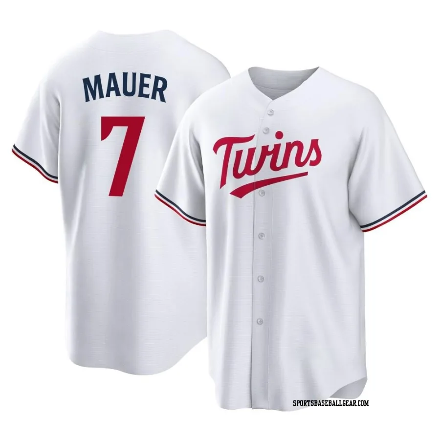 Joe Mauer Men's Minnesota Twins White Replica Home Jersey