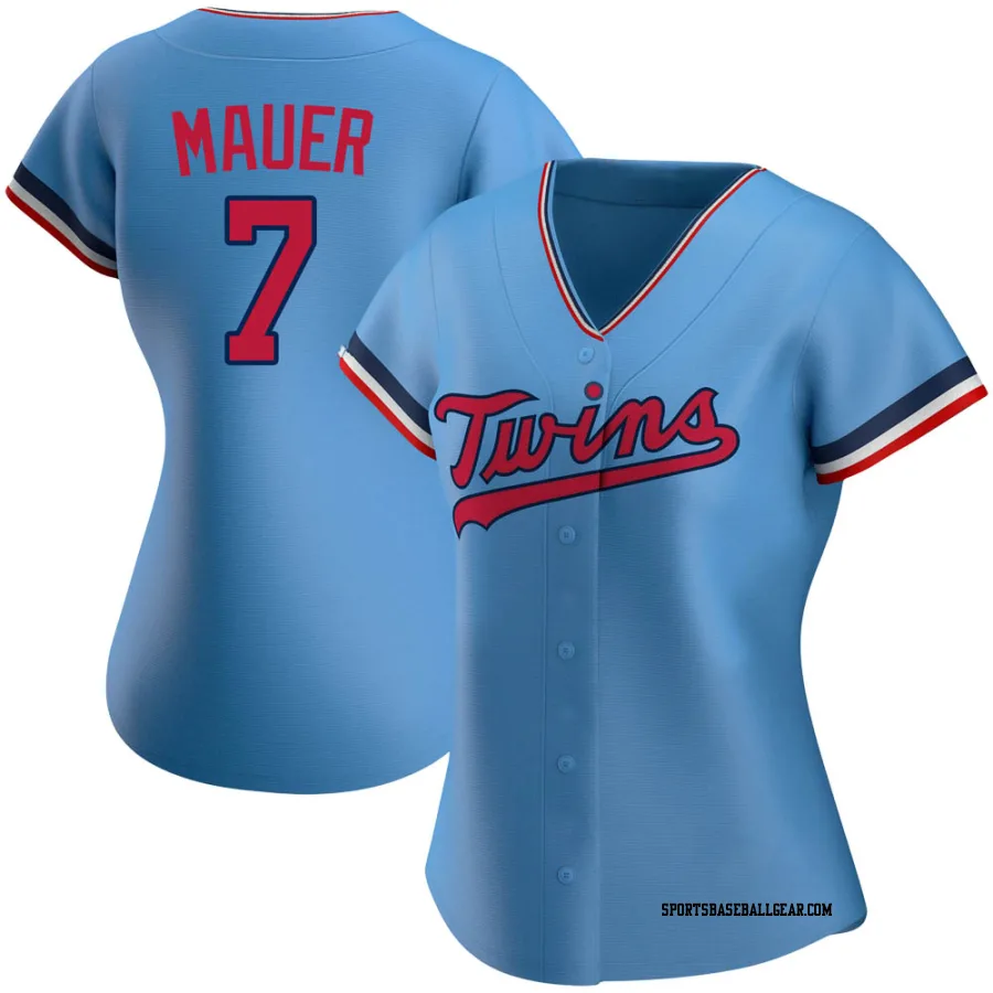 Joe Mauer Women's Minnesota Twins Light Blue Authentic Alternate Jersey