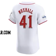 Joe Nuxhall Men's Cincinnati Reds White Elite Home Patch Jersey