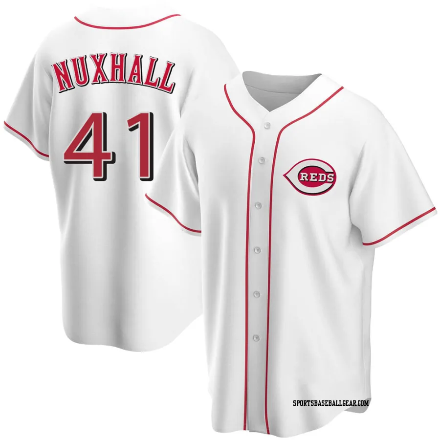 Joe Nuxhall Men's Cincinnati Reds White Replica Home Jersey