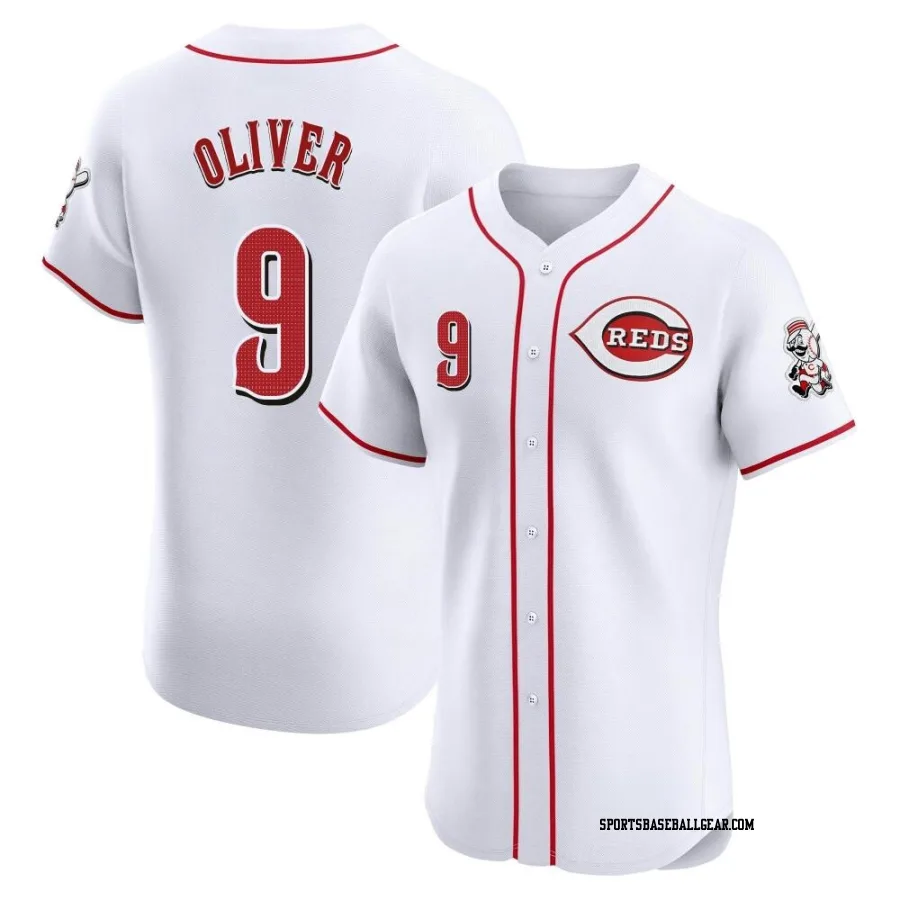 Joe Oliver Men's Cincinnati Reds White Elite Home Patch Jersey