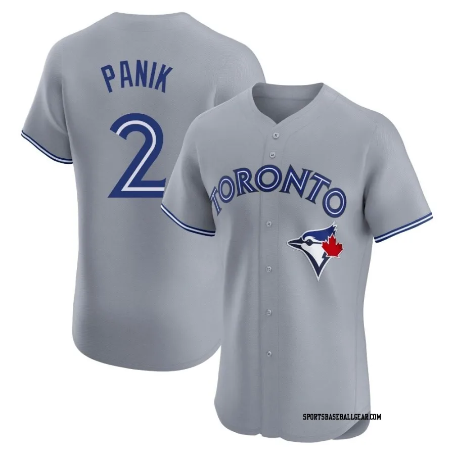 Joe Panik Men's Toronto Blue Jays Gray Elite Road Jersey