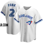 Joe Panik Men's Toronto Blue Jays White Replica Home Cooperstown Collection Jersey