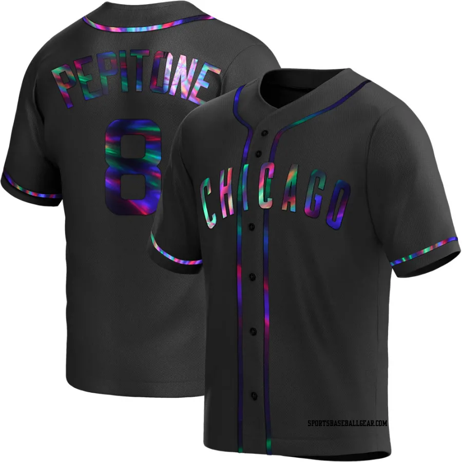 Joe Pepitone Men's Chicago Cubs Black Holographic Replica Alternate Jersey