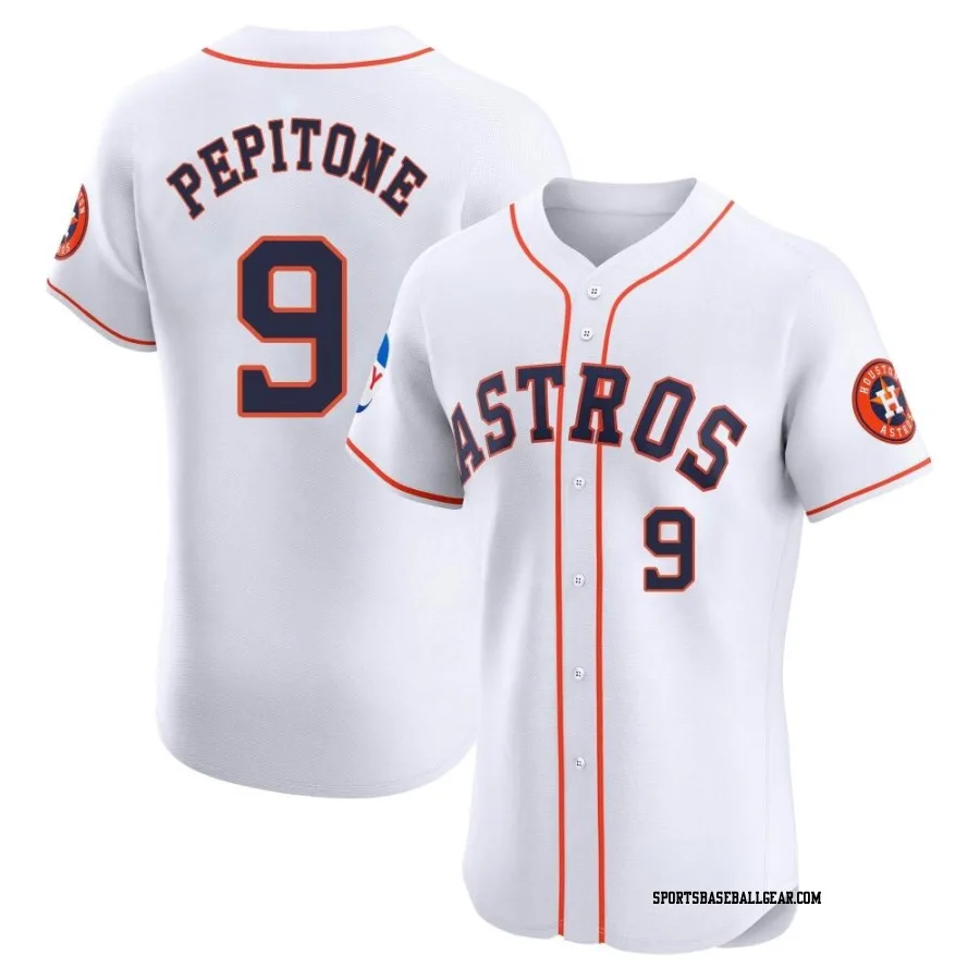 Joe Pepitone Men's Houston Astros White Elite Home Patch Jersey