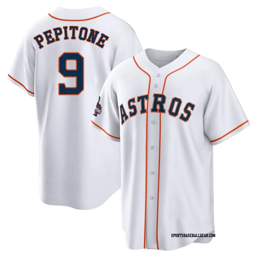 Joe Pepitone Men's Houston Astros White Replica 2022 World Series Champions Home Jersey