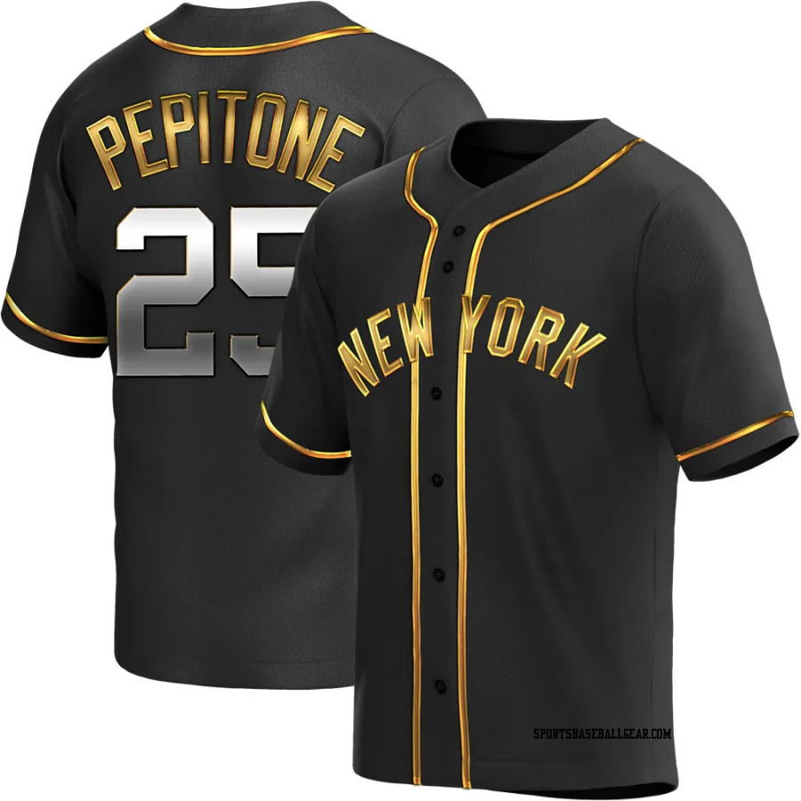 Joe Pepitone Youth New York Yankees Black Golden Replica Alternate Jersey