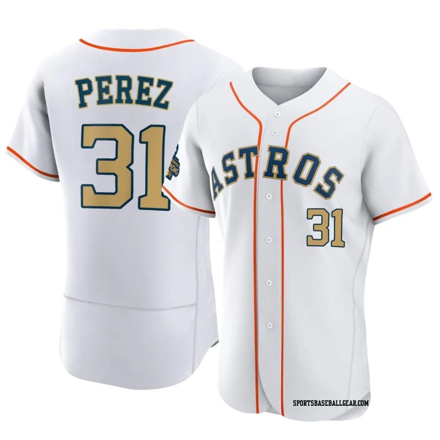 Joe Perez Men's Houston Astros Gold Authentic White 2023 Collection Jersey