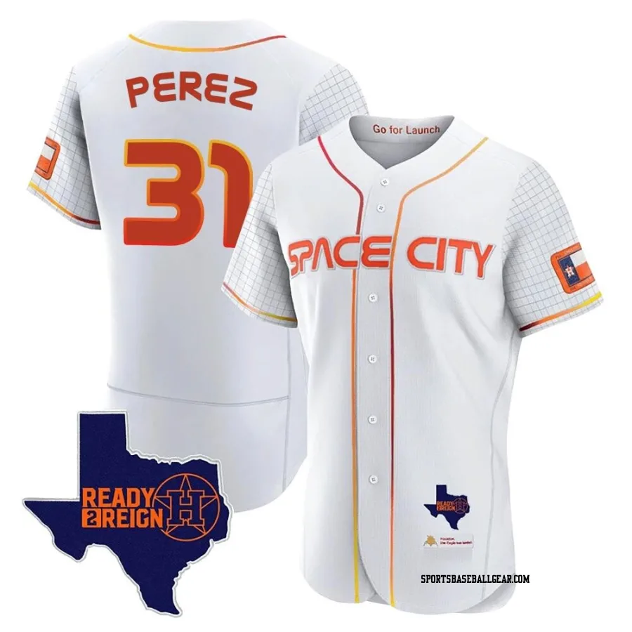 Joe Perez Men's Houston Astros White Authentic 2023 Space City Ready 2 Reign Flex Base Jersey