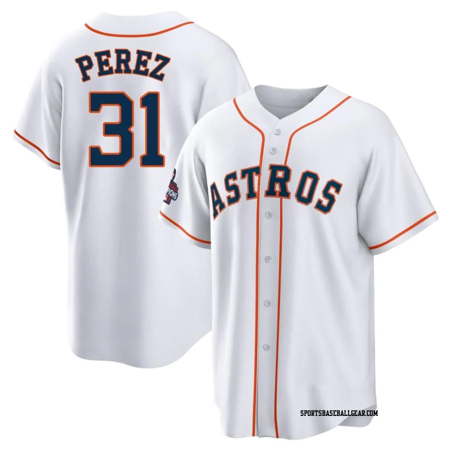 Joe Perez Men's Houston Astros White Replica 2022 World Series Champions Home Jersey