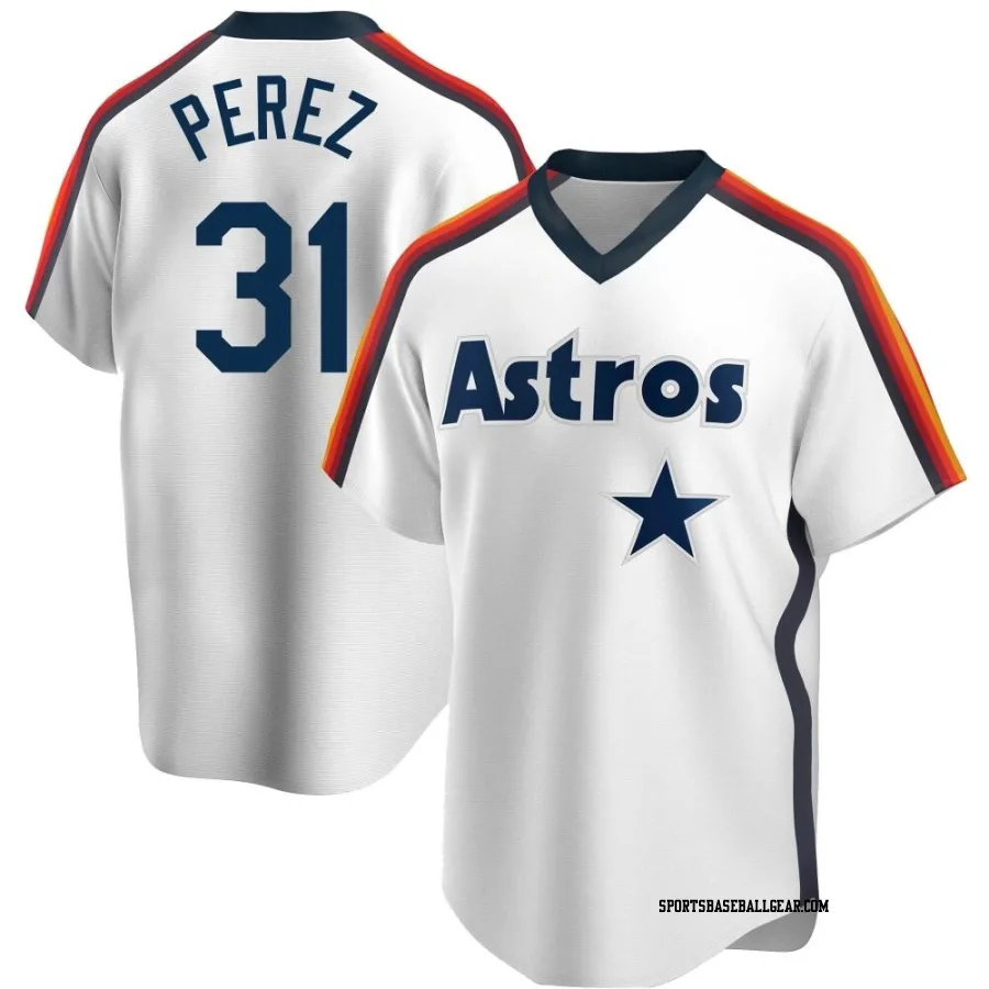 Joe Perez Men's Houston Astros White Replica Home Cooperstown Collection Team Jersey