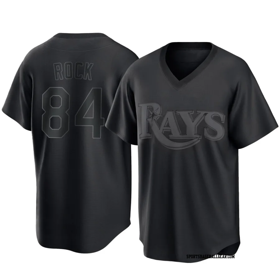 Joe Rock Men's Tampa Bay Rays Black Replica Pitch Fashion Jersey