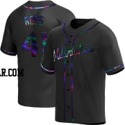 Joe Ross Men's Milwaukee Brewers Black Holographic Replica Alternate Jersey