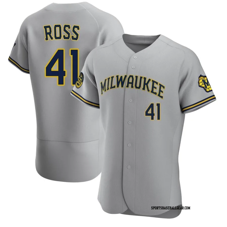 Joe Ross Men's Milwaukee Brewers Gray Authentic Road Jersey